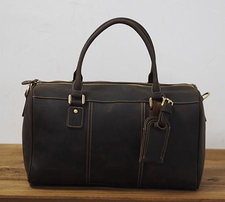 Cool Coffee Leather Mens Weekender Bags Vintage Travel Bags Duffle Bag ...