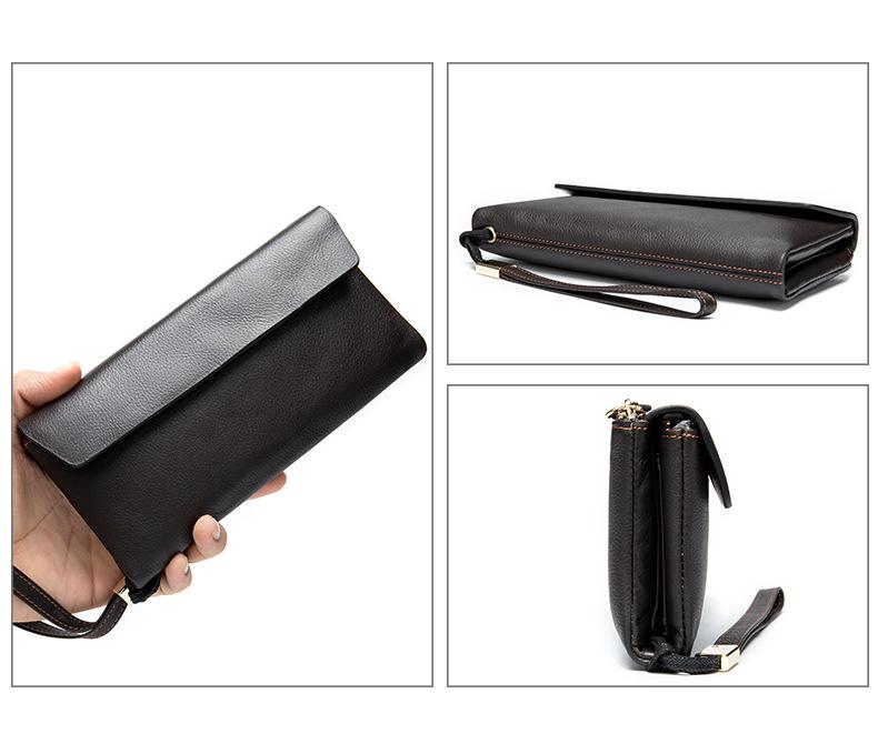 Cool Leather Long Wallet for Men Black Envelope Wallet Wristlet Clutch – iChainWallets
