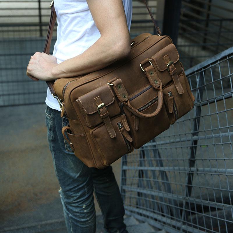 Cool Leather Mens Large Travel Bag Handbags Shoulder Bags Weekender Ba ...