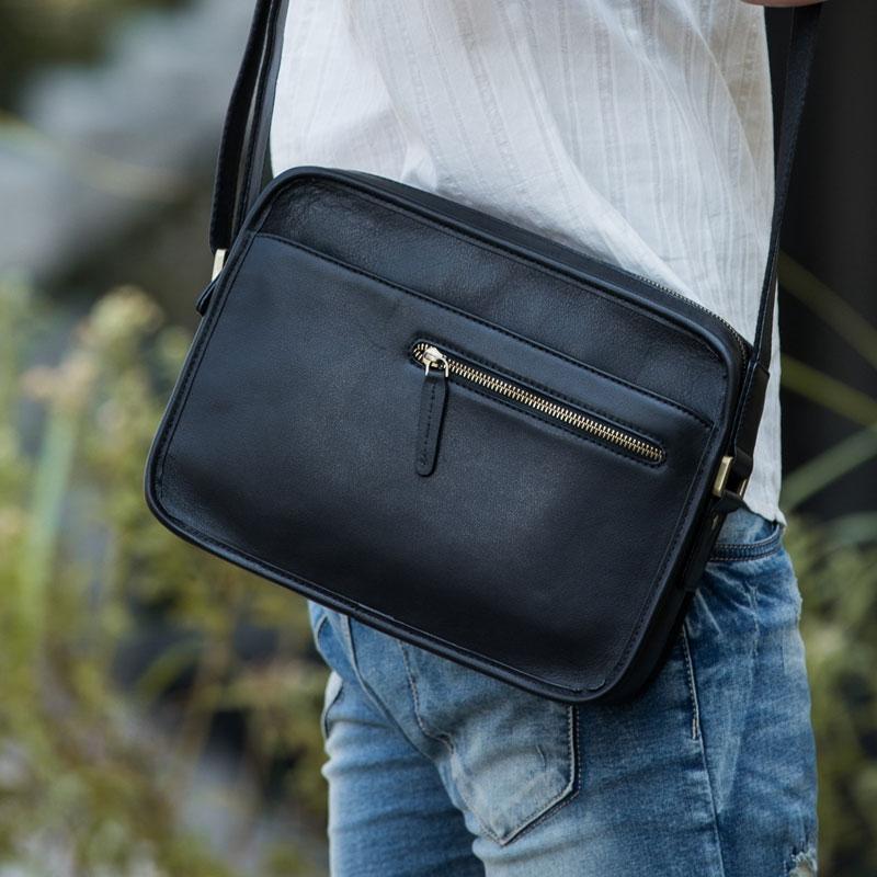 Cool Leather Mens Small Messenger Bags Shoulder Bag for Men – iChainWallets