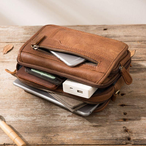 Cool Leather Mens Small Messenger Bags Shoulder Bags for Men ...
