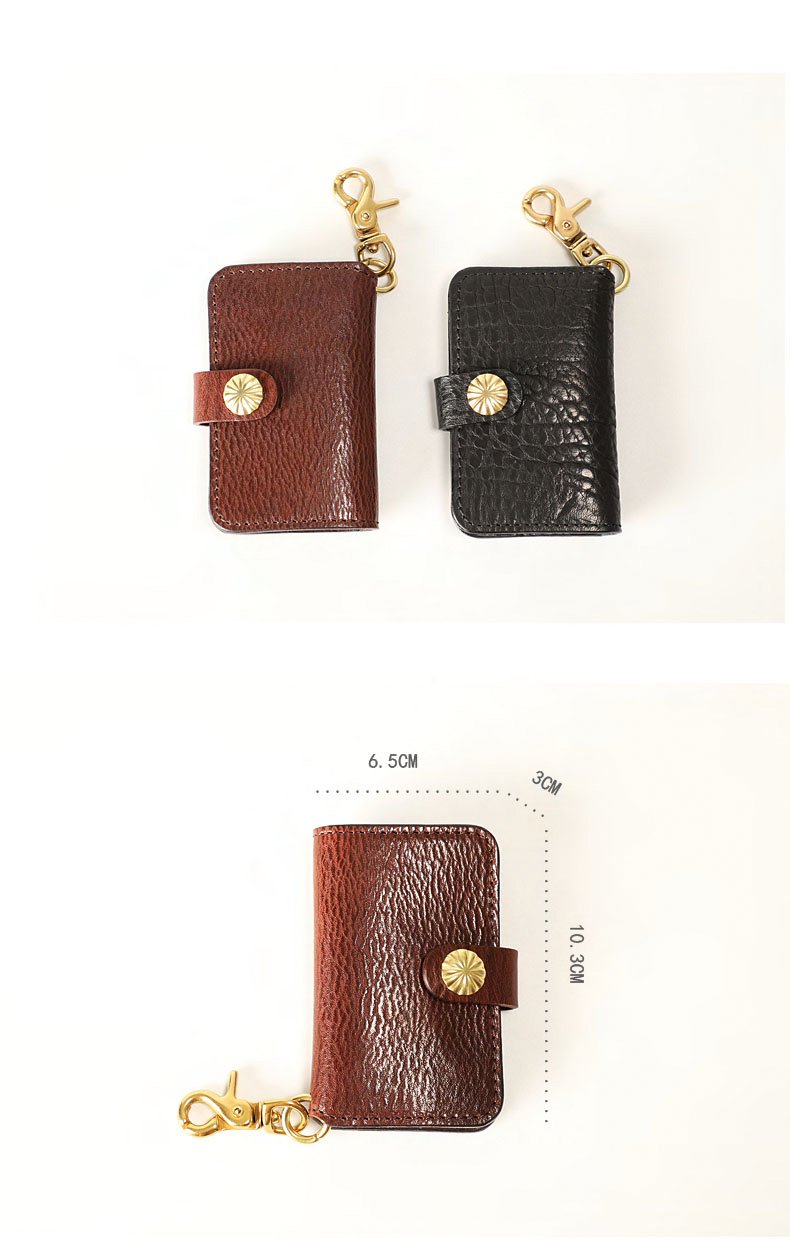 Handmade Black Leather Mens Cool Key Wallet Key Holder Brown Card Hold ...