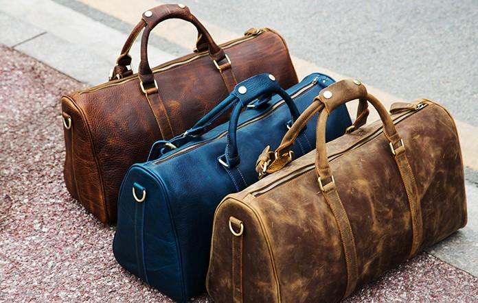 Genuine Leather Mens Large Blue Travel Bag Cool Duffle Bag Shoulder Ba ...
