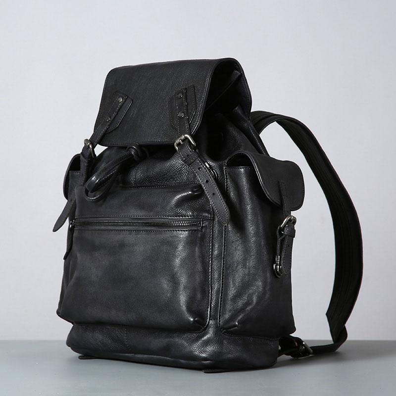 Handmade Leather Mens Cool Vintage Black Brown Backpack Large Travel B – iChainWallets
