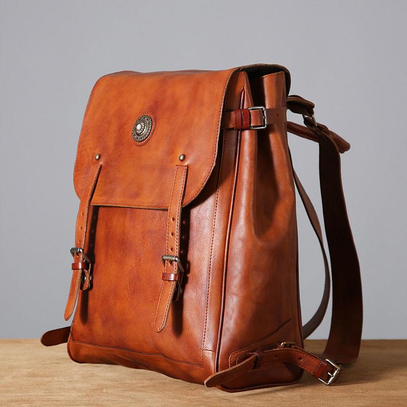 Handmade Leather Mens Vinateg Brown Cool Backpack Large Travel Bag Hik ...