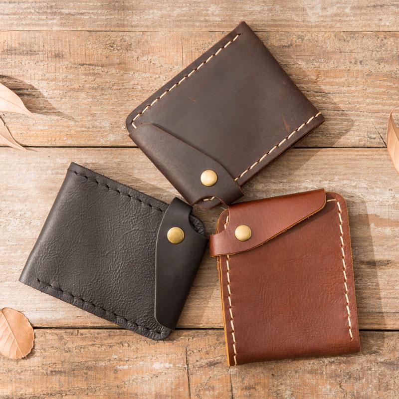 Handmade Leather Mens Small Wallets Bifold Slim Front Pocket Wallet fo – iChainWallets