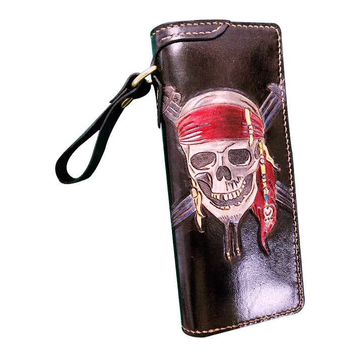 Handmade Leather Skull Pirate Mens Chain Wallet Biker Wallet Cool Leat – iChainWallets