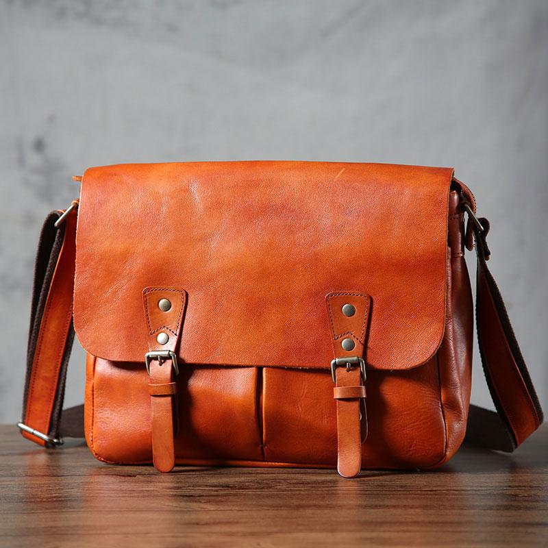 Handmade Vintage Leather Mens Cool Shoulder Bag Messenger Bag Chest Ba ...