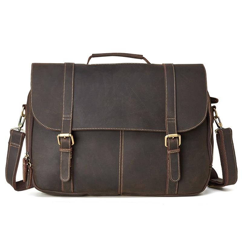 LEATHER MENS BRIEFCASE 14inch Professional WORK BAG Handbag FOR MEN ...