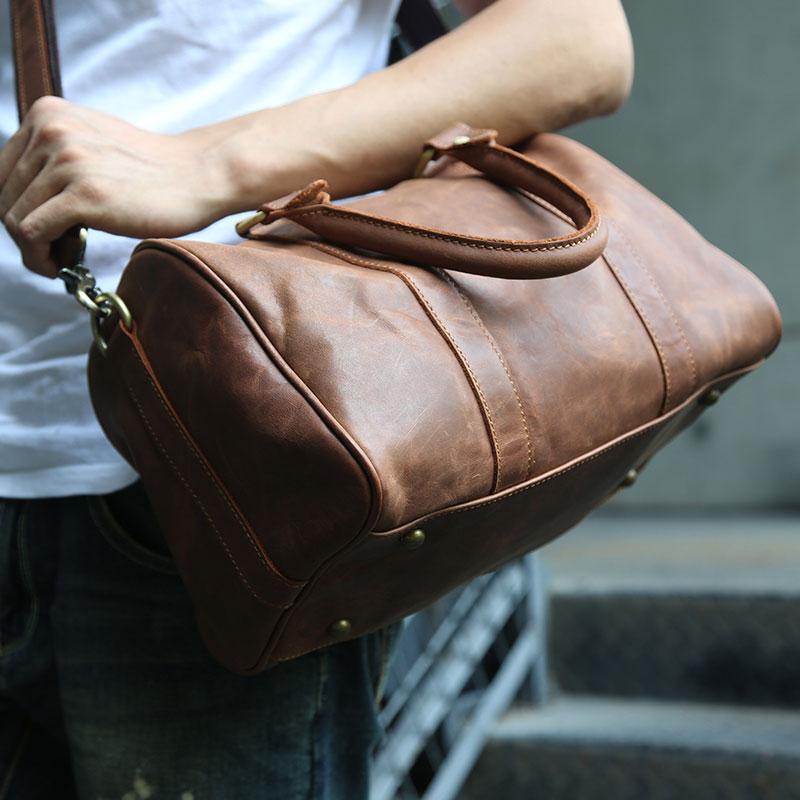 Leather Mens Small Weekender Bags Travel Bag Shoulder Bags for men ...