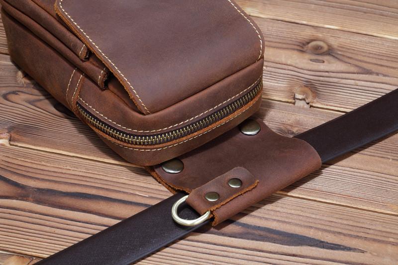 Brown Leather Cell Phone HOLSTER Mens Belt Pouches Waist Bags BELT BAG – iChainWallets