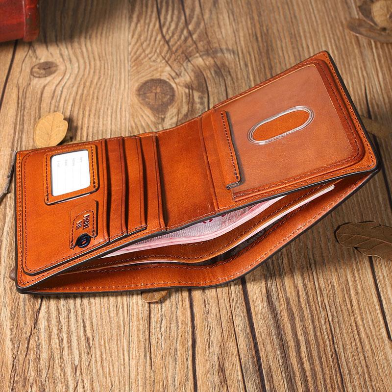 Brown Leather Mens Cool billfold Leather Wallet Men Small Bifold Walle ...