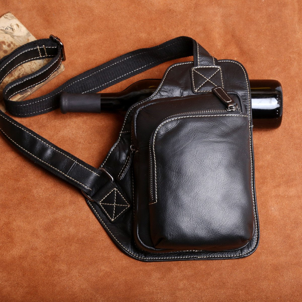 Genuine Leather Mens Cool Chest Bag Sling Bag Crossbody Bag Travel Bag – iChainWallets