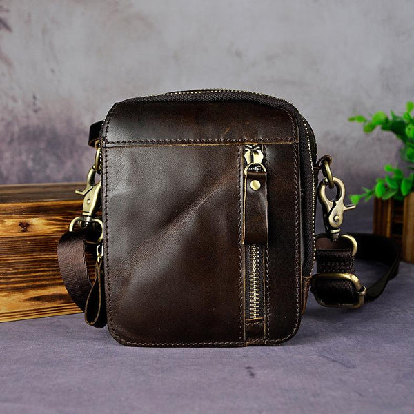 Genuine Leather Mens Waist Bag Hip Pack Belt Bag Fanny Pack Bumbag Che ...