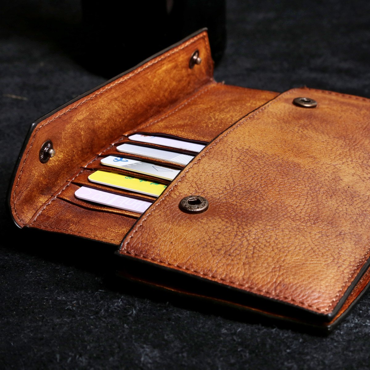 Genuine Leather Mens Cool Long Leather Wallet Card Wallet Clutch Wrist ...