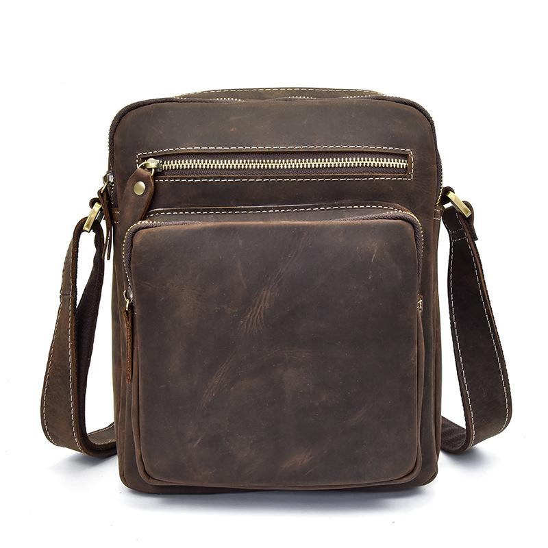 Handmade Leather Mens Cool Small Messenger Bag iPad Bag Chest Bag Bike ...