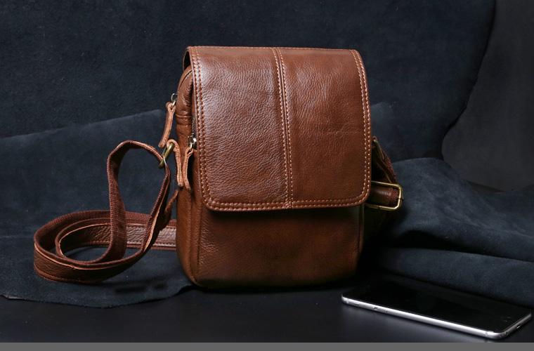 Genuine Leather Mens Cool Messenger Bag Square Bag Chest Bag Bike Bag ...