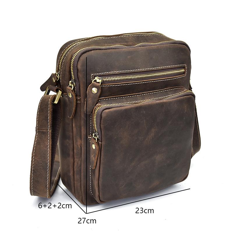 Handmade Leather Mens Cool Small Messenger Bag iPad Bag Chest Bag Bike ...