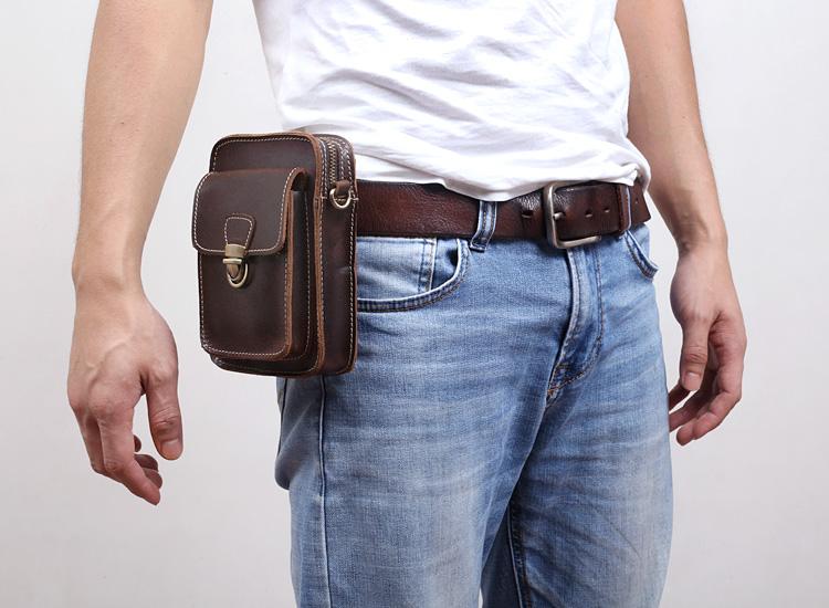 Handmade Leather Mens Waist Bag Hip Pack Belt Bag Fanny Pack Bumbag fo ...
