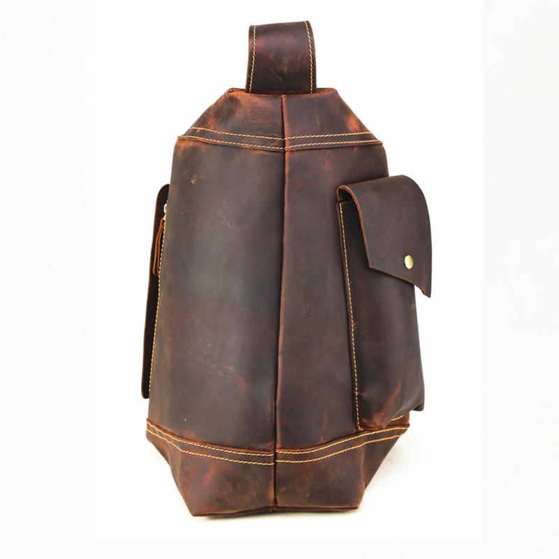 Genuine Leather Mens Cool Chest Bag Sling Bag Crossbody Bag Travel Bag ...