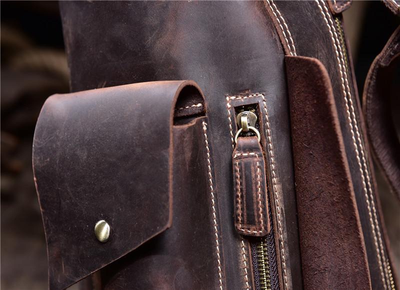 Cool Leather Mens Sling Bag Vintage Chest Bag Crossbody Backpack For M ...