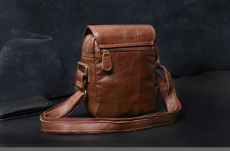 Genuine Leather Mens Cool Messenger Bag Square Bag Chest Bag Bike Bag ...