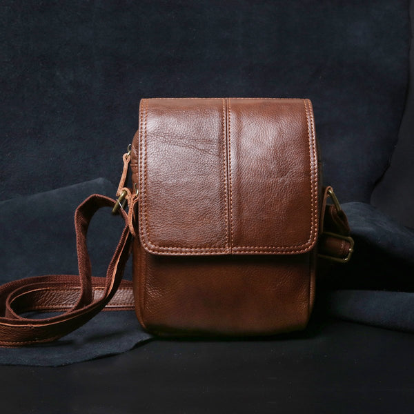 Genuine Leather Mens Cool Messenger Bag Square Bag Chest Bag Bike Bag ...