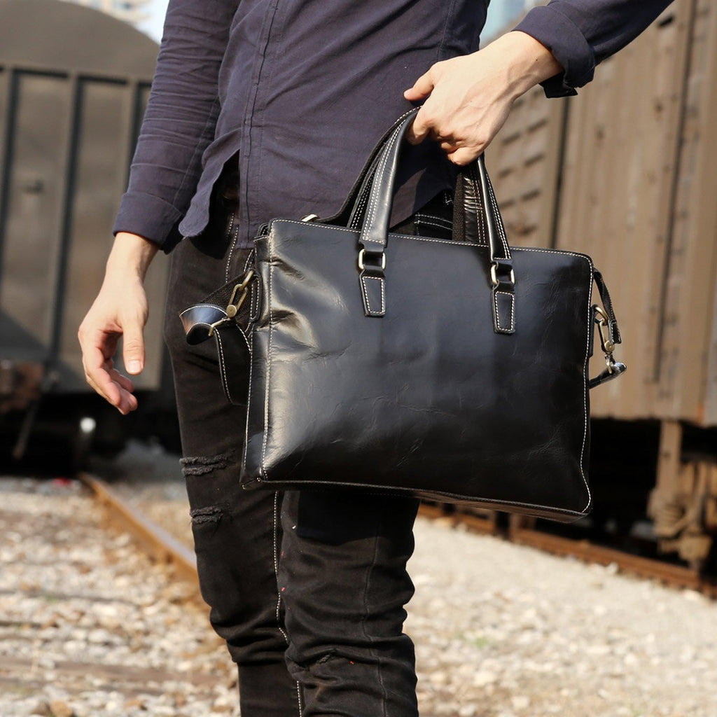 Genuine Leather Mens Cool Messenger Bag Briefcase Chest Bag Bike Bag C ...