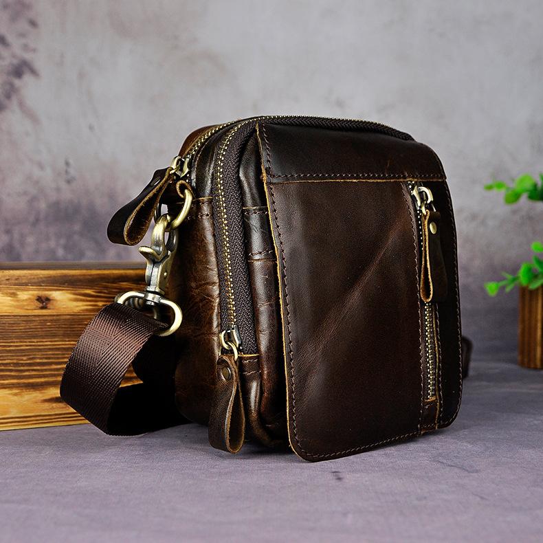 Genuine Leather Mens Waist Bag Hip Pack Belt Bag Fanny Pack Bumbag Che ...