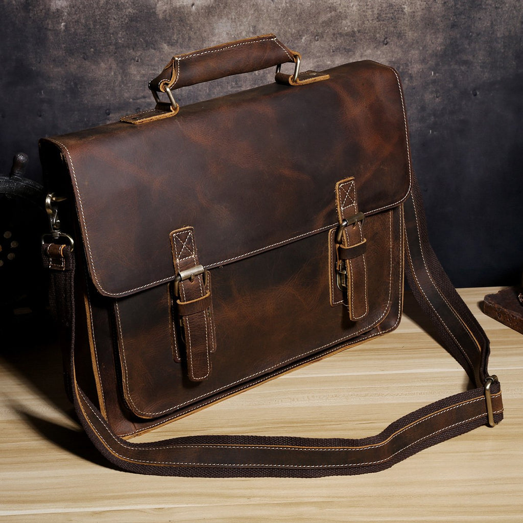 Genuine Leather Mens Cool Messenger Bag Briefcase Chest Bag Bike Bag C ...