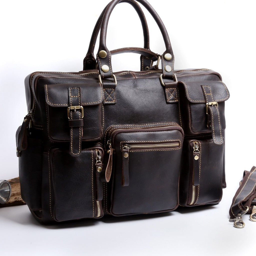 Genuine Leather Mens Cool Weekender Bag Travel Bag Duffle ...