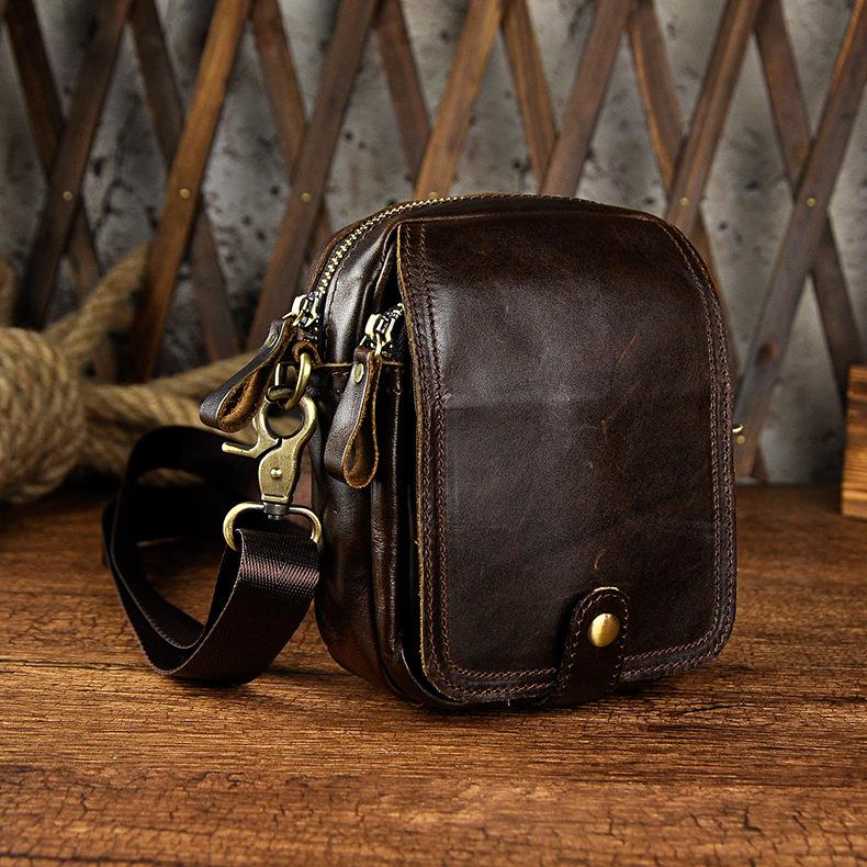 Genuine Leather Mens Waist Bag Hip Pack Belt Bag Fanny Pack Bumbag Che ...