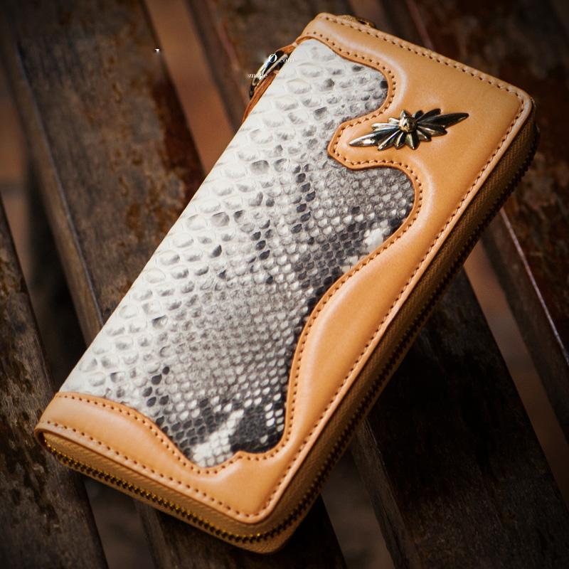 Handmade Leather Mens Biker Chain Wallet Cool Leather Wallet Long Bike ...