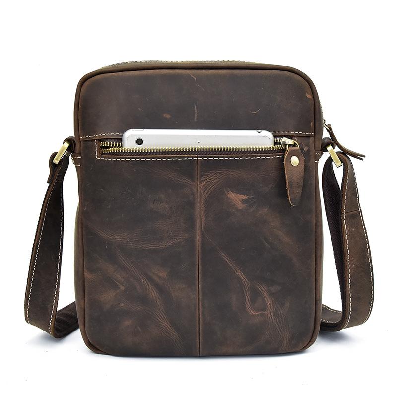 Handmade Leather Mens Cool Small Messenger Bag iPad Bag Chest Bag Bike ...