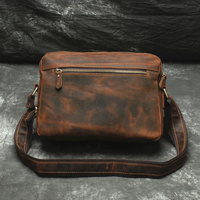 Handmade Leather Mens Cool Small Messenger Bag iPad Bag Chest Bag Bike ...