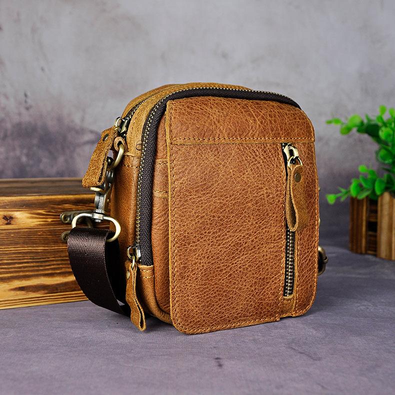 Genuine Leather Mens Waist Bag Hip Pack Belt Bag Fanny Pack Bumbag Che ...
