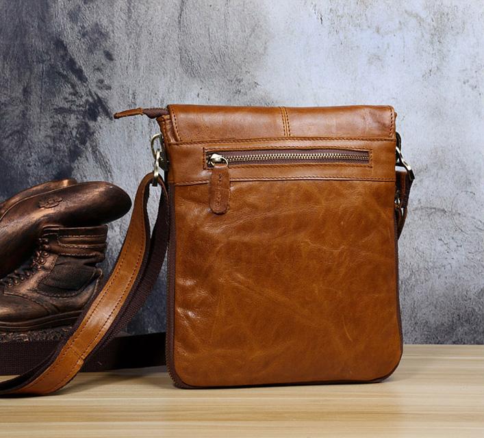 Genuine Leather Mens Cool Small Messenger Bag Square Bag Chest Bag Bik ...