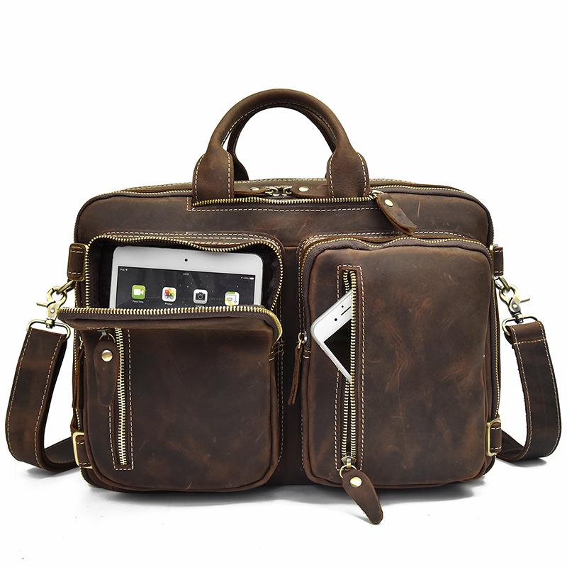 Genuine Leather Mens Cool Messenger Bag Work Bag Satchel Bag Briefcase ...