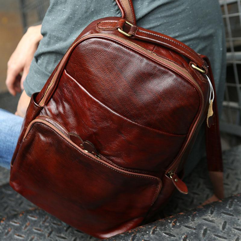 Vintage Leather Mens Backpack Travel Backpack School Backpacks for men ...