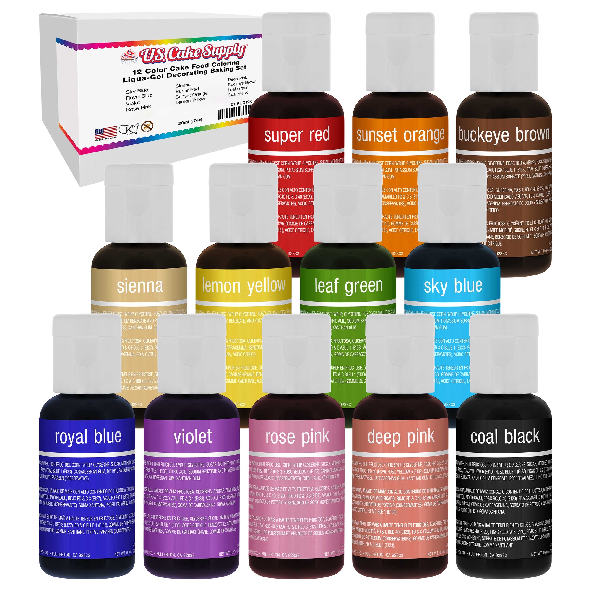 Food Coloring Set 12 of The Most Popular Colors In 2 Fl.oz. Bottles Home