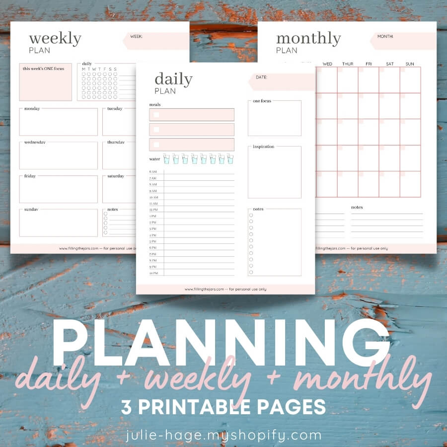 Daily Weekly Monthly Planning Printable 3-Page Set - Monday Start ...