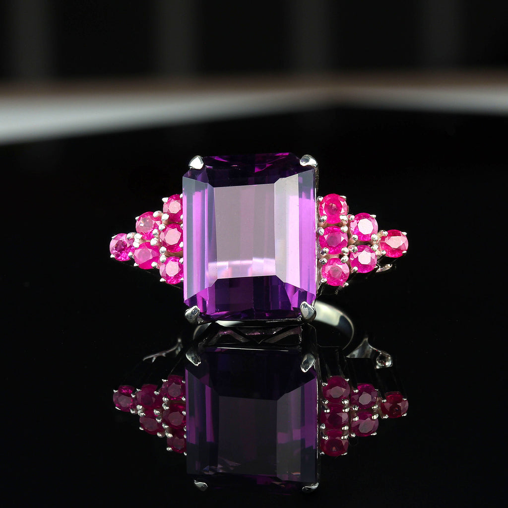 Bold and Exciting Amethyst and Ruby Dinner ring