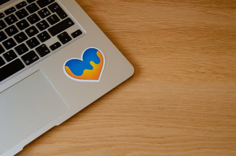 laptop sticker flaming heart