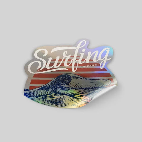 surfing holographic sticker