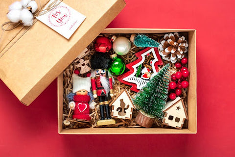 holiday gift box of ornaments