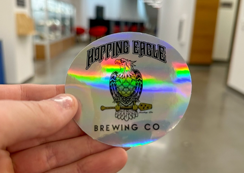 eagle made of hops holographic sticker