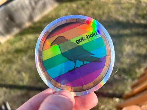 rainbow raven holographic sticker