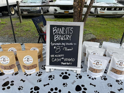 dog treats on a table at a craft fair