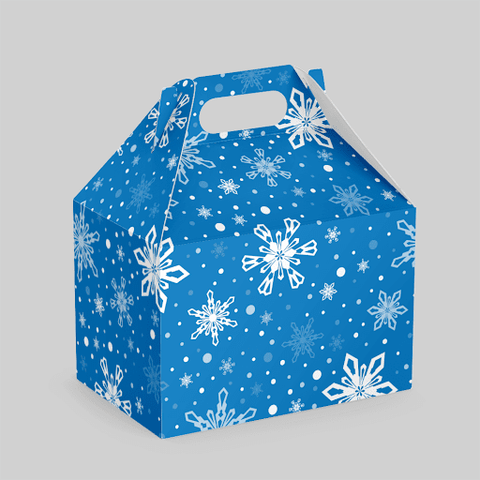 Blue Stomp holiday box with snowflakes