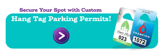 Secure Your Spot with Custom Hang Tag Parking Permits banner.